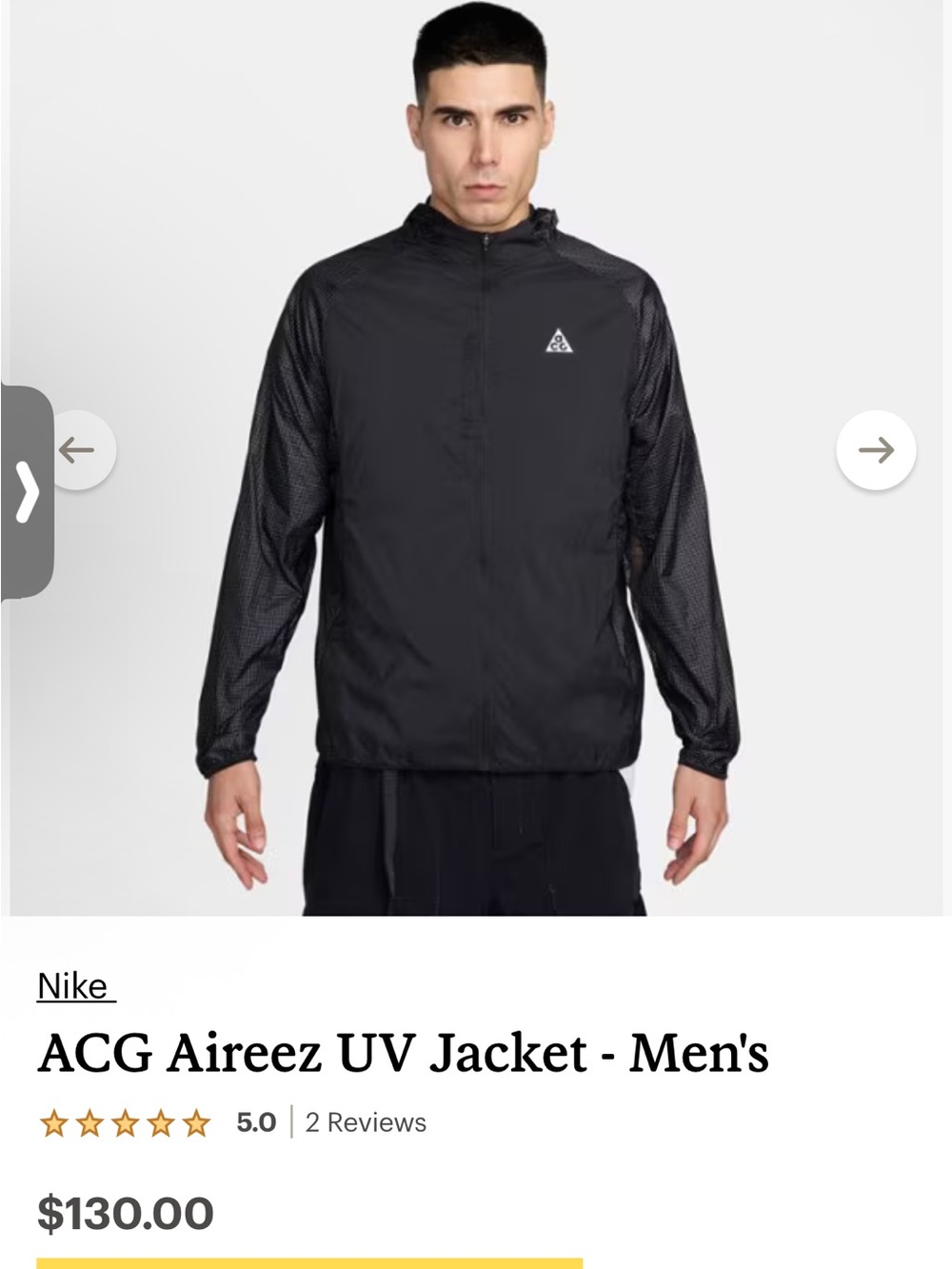 NWT Nike ACG Aireez UV Windbreaker track Jacket Men Medium Black